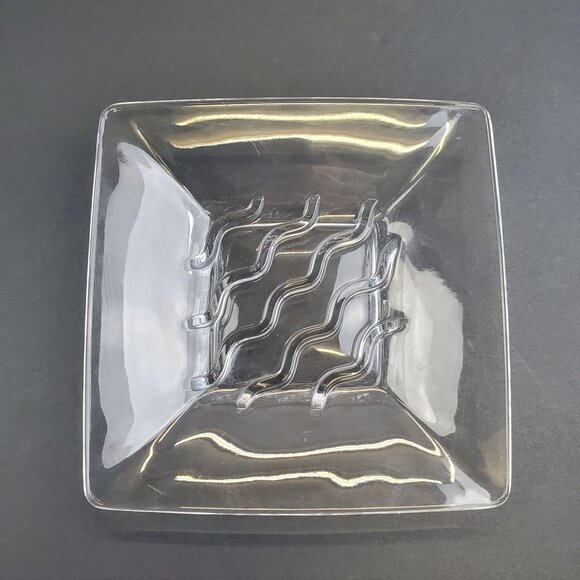 Bleikristall of Germany Plate Square 24% Leaded Crystal Waves Design 6"x6" - Picture 6 of 8